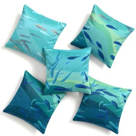 Set Of 5 Fish Dark Cushions
