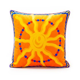 Frida Kahlo Mexico Sun: Blue Orange Cushion
