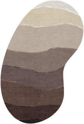 Brown Landscape Kidney Shaped Rug