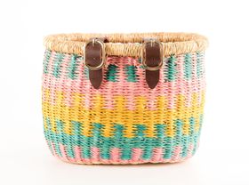 ELMINA: Child's Pink & Yellow Pattern Bike Basket