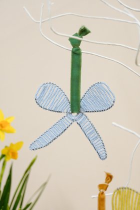 HAKI: Powder Blue Hand-beaded Pastel Bow-Shaped Decoration