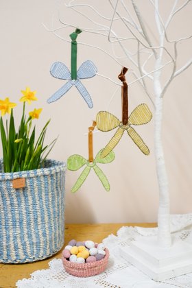 Hand-beaded Pastel Bow-Shaped Decoration