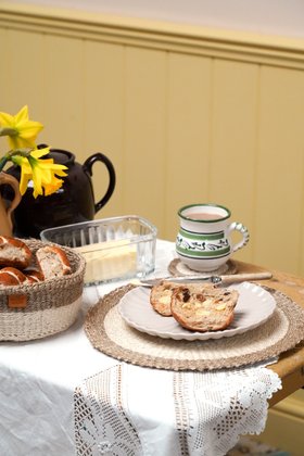 CHANGA: Natural and Light Taupe Woven Circular Placemat £14 and Coaster £5