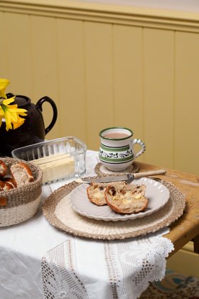 CHANGA: Natural and Light Taupe Woven Circular Placemat £14 and Coaster £5