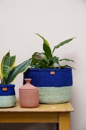 TIBA: True Blue and Sapling Green Colour Block Sisal Basket XS£17 S£26 M£37