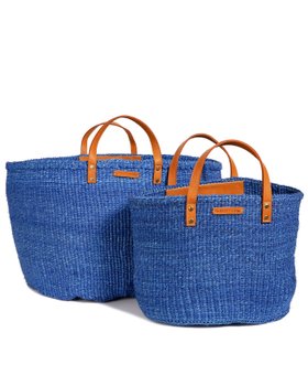 BANDARI: True Blue & Tan Leather Sisal Shopper