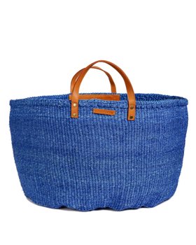 BANDARI: True Blue & Tan Leather Sisal Shopper
