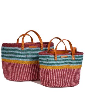 BINAFSI: Sports Luxe Multi-Tone Patterned Sisal Shopper