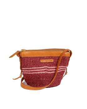 BUNI: Ruby and Vintage Pink Sisal Mini Cross-Body Bag
