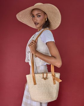 SEMA: Sisal and Leather Natural Shoulder Bag