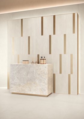 Rivestimento negozio MOOVUP effetto cemento bianco White