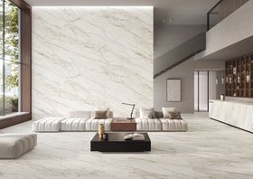 Pavimento bianco effetto marmo per hall Borghini white