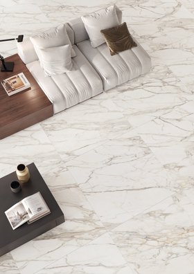 Pavimento bianco effetto marmo per hall Borghini white