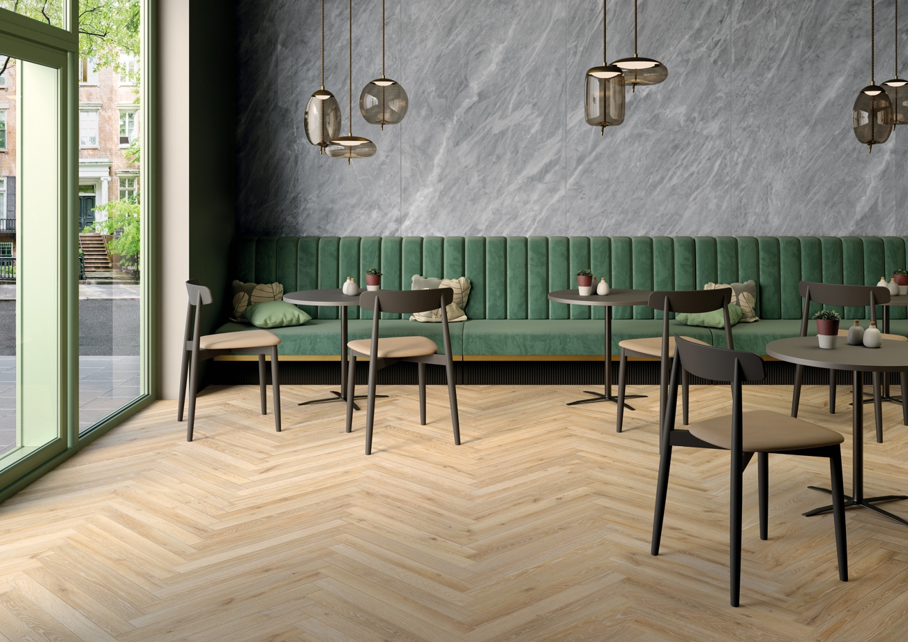 Pavimenti effetto legno rovere beige Keope Unica Almond