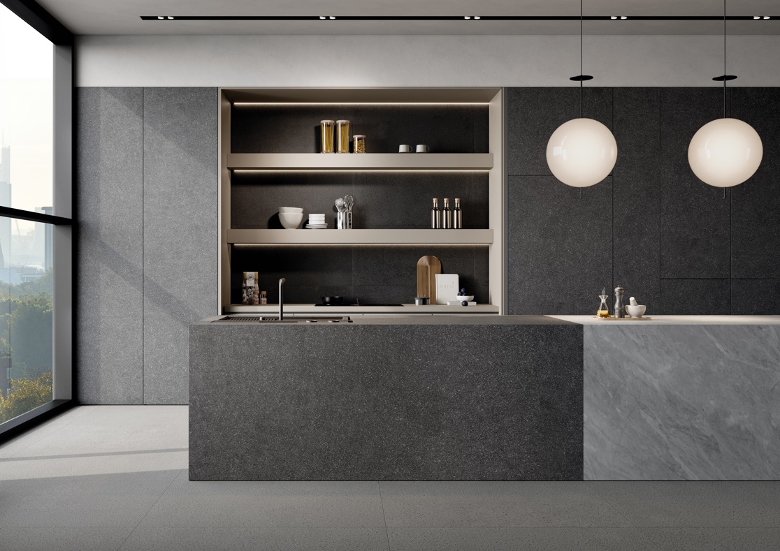 Pavimento negozio Keope Pietra Lavica Grey