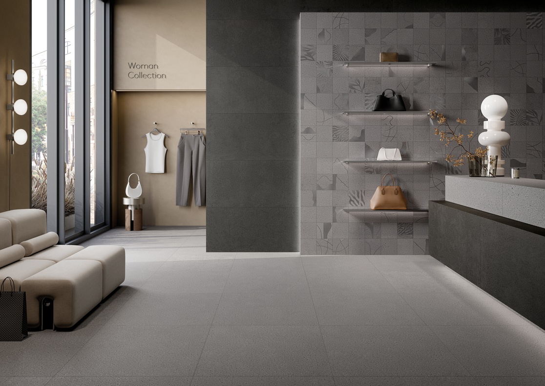 Pavimento negozio Keope Pietra Lavica Grey