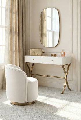 Aurelia White Glass and Champagne Gold Console Table