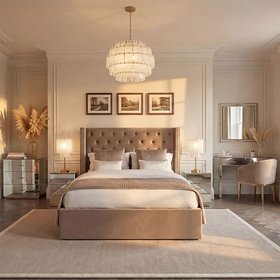 Harper Mirrored Chest of Drawers – Champagne Gold Details