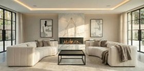 Essen Right Hand Curved Corner Sofa – Ivory Chenille