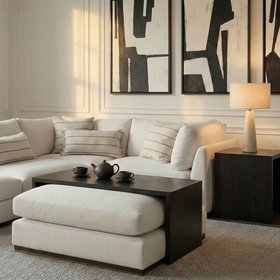 Burbank Footstool with Layered Coffee Table