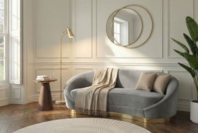 Selini Three Seat Sofa - Dove Grey Brass Base