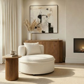 Tubio Lounge Chair Ivory Chenille