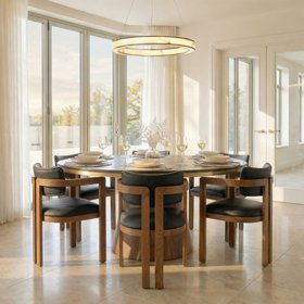 Jolie Dining Chair – Black Faux Leather – Chestnut Frame