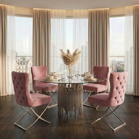 Wexler Dining Chair Blush Pink - Silver Base