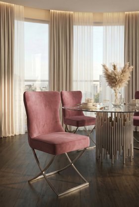 Wexler Dining Chair Blush Pink - Silver Base