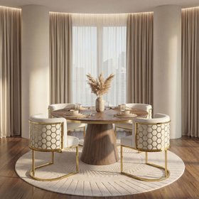 Alveare Dining Chair Brass - Chalk