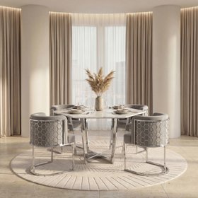 Alveare Dining Chair Silver - Dove Grey