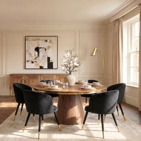 Bellucci Circles Dining Chair - Black - Brass Caps