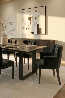 Hatfield Carver Chair - Black Velvet