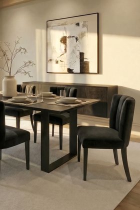 Set of 2 Hatfield Dining Chairs - Black Velvet