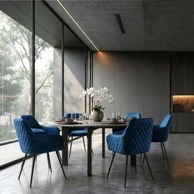 Watson Carver Chair Ink Blue with Black Legs