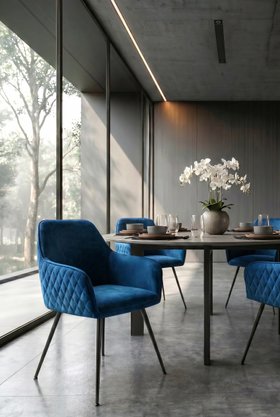 Watson Carver Chair Ink Blue with Black Legs