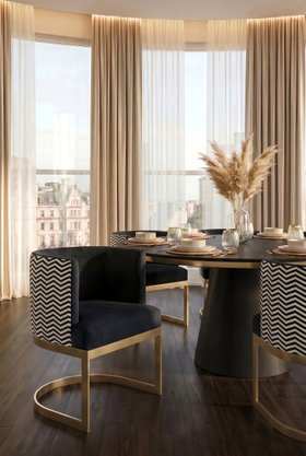 Zig-Zag Dining Chair – Brushed Brass Base
