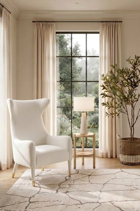 Delta Armchair White - Brushed Gold