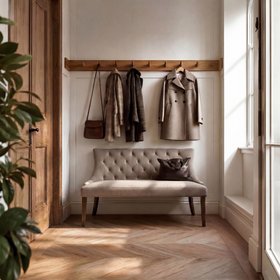 Torino Bench – Taupe – Walnut Legs