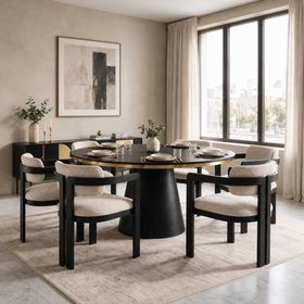 Jolie Dining Chair - Light Taupe - Black Frame