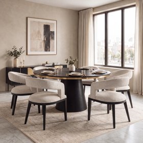 Madison Dining Chair - Light Taupe - Black frame
