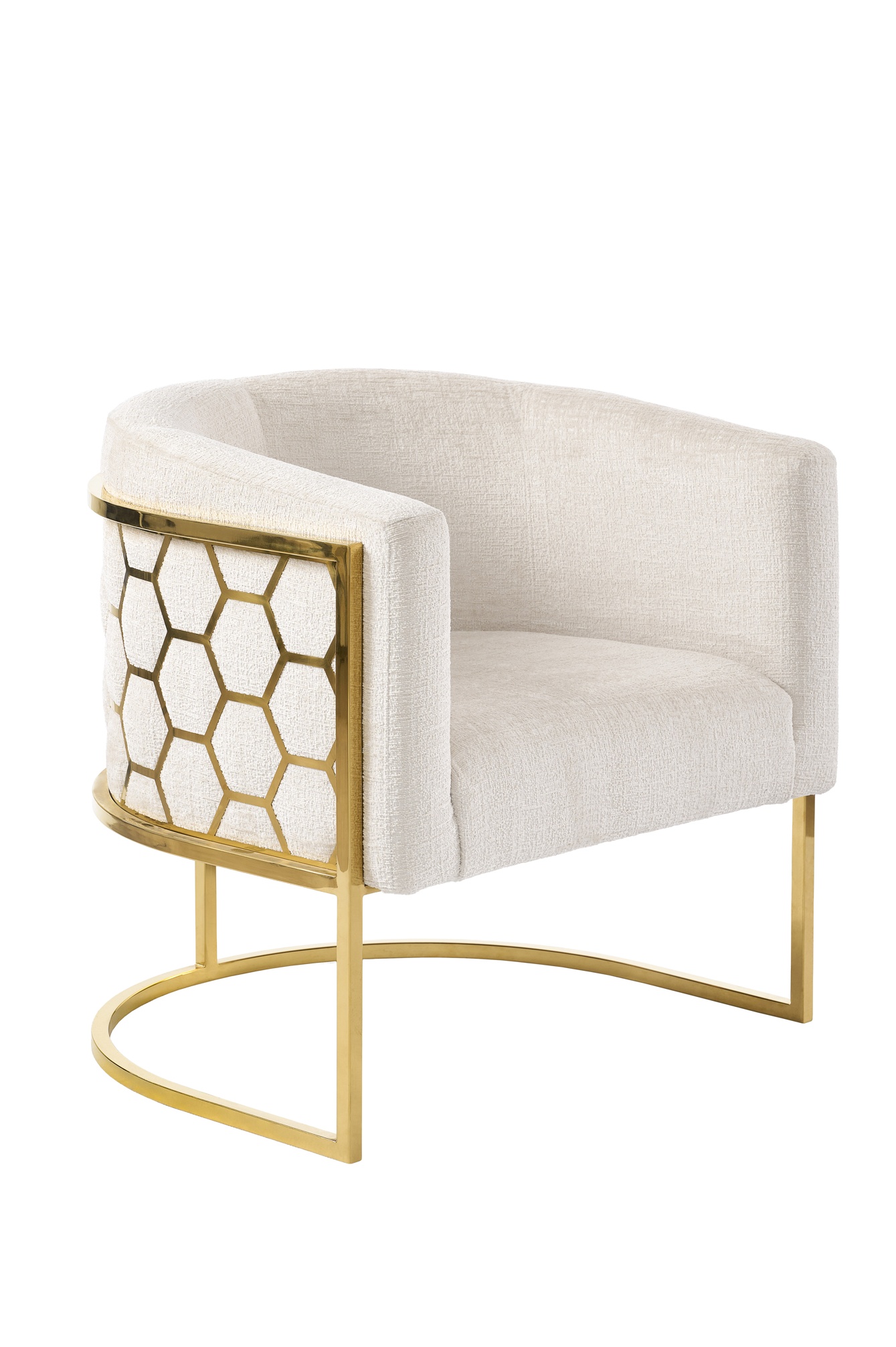 Alveare Tub Chair Brass – Light Taupe