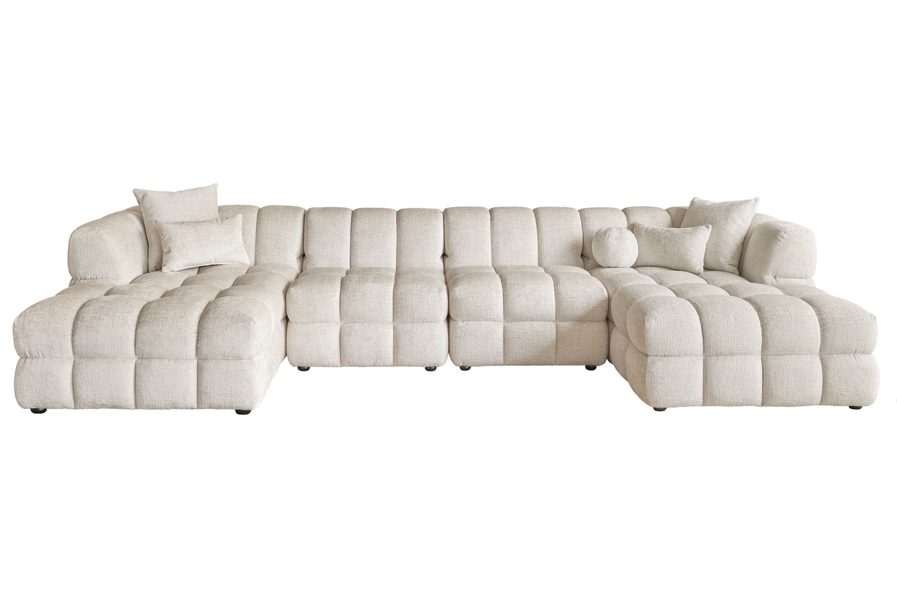 Berlin U-Shaped Corner Sofa – Light Taupe Chenille