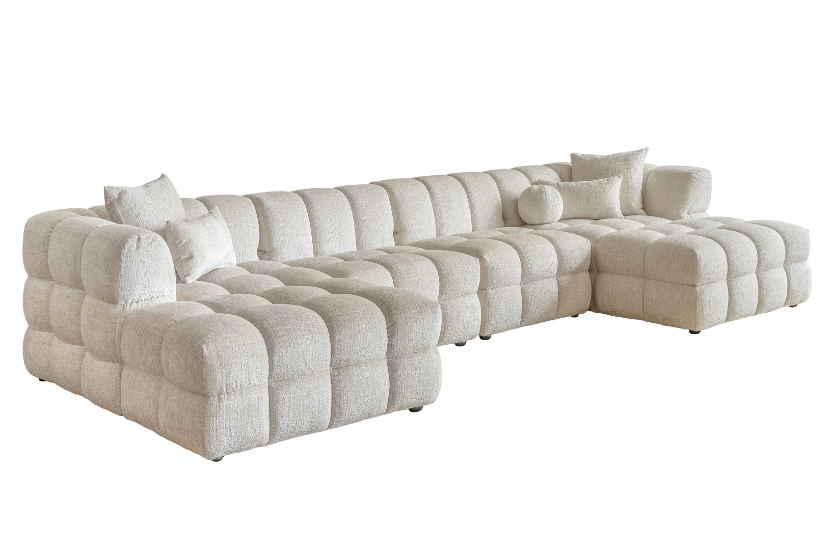 Berlin U-Shaped Corner Sofa – Light Taupe Chenille