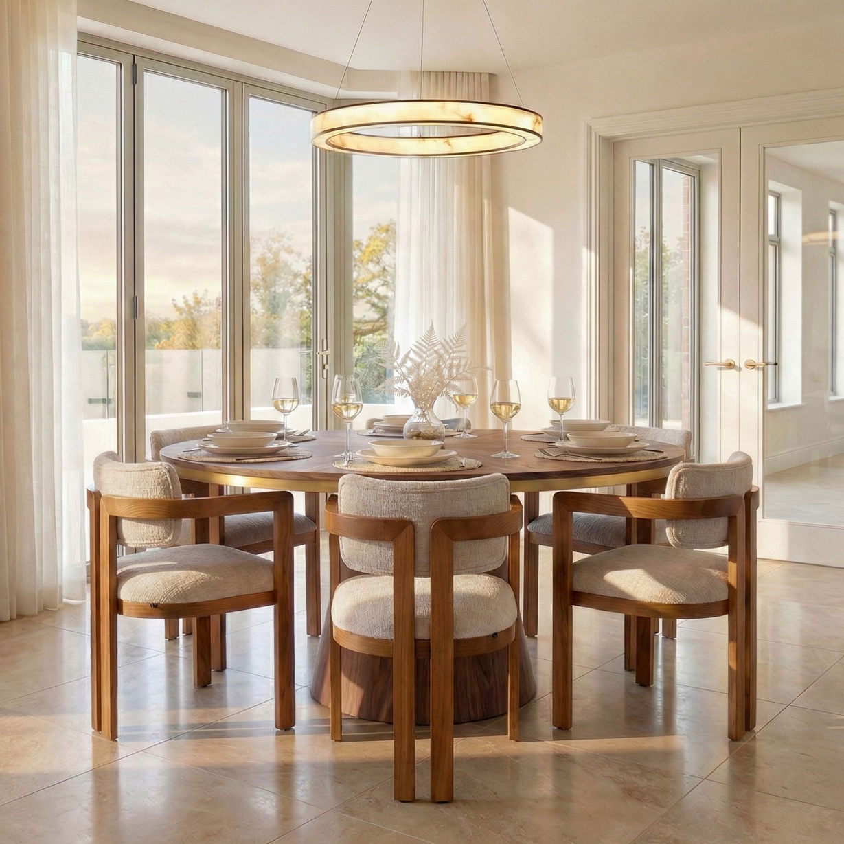 Jolie Dining Chair – Light taupe – Chestnut Frame