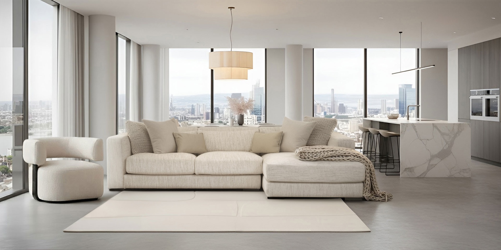 Dolce Corner Sofa | Natural Linen Fabric