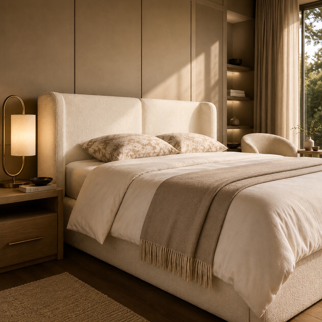 Munich Storage Bed | Ivory Chenille