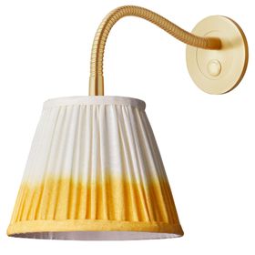Pooky Yellow Shibori Shade With Phoebe Wall Fitting In Antique Brass