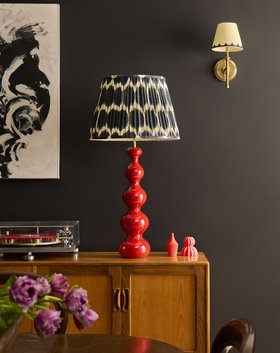 Larger Wobster Lamp, with Navy Yoda Ikat Shade