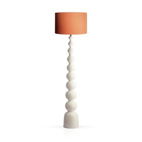 Wobster Floor Lamp in White with Saffron Shade